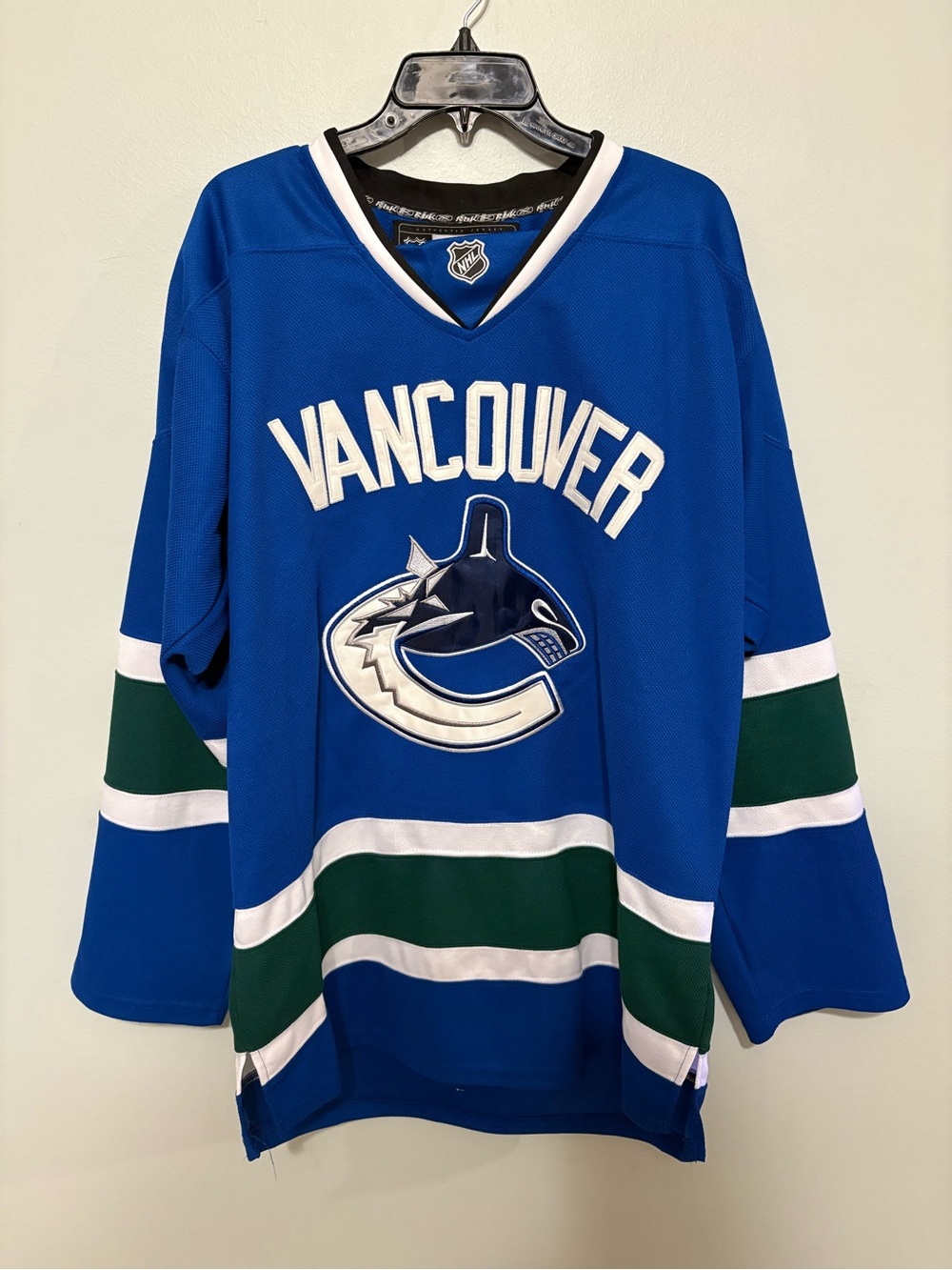Reebok Vancouver Blue and Green Hockey Jersey